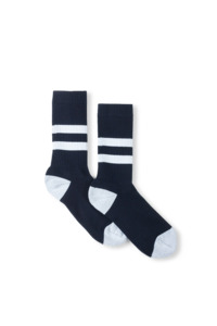 No 014: Cotton Athletic Sock - Navy Stripe