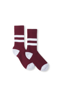 No 014: Cotton Athletic Sock - Maroon Stripe
