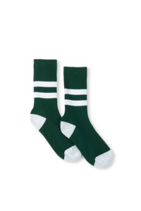 No 014: Cotton Athletic Crew - Bottle Green Stripe