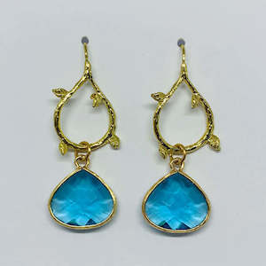 Jewellery: Aqua and Gold Leaf Earrings