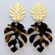 Golden & Tortoiseshell Monstera Drop Earrings