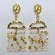Golden Deco Square Drop Earrings