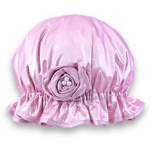 Rose Pink Lamé Shower Cap