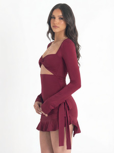 Heartbreakers Club: Lana Mini Dress in Burgundy