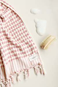 Bathroom Laundry: Miss April - Pink Clay Pom Pom Hand towel