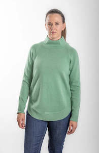 Bow & Arrow Funnel Neck Jumper - Green