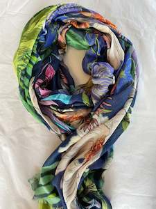 Accessories: Namaskar Scarf - Blue/Green Floral