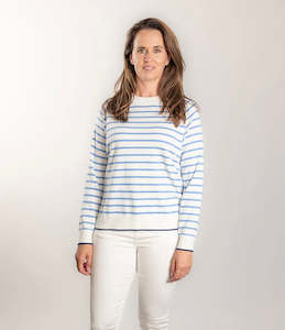 New Womens Clothing Arrivals: Bow & Arrow White/Blue Stripe Crew