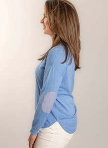 Bow & Arrow Cotton Cashmere Swing Top with patches - Blue