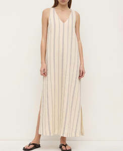 Assembly Label Ulani V Neck Maxi Dress - Cream/Blue