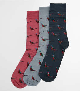 Mens: Barbour Pheasant Sock Set of 3 - Size EUR40-45