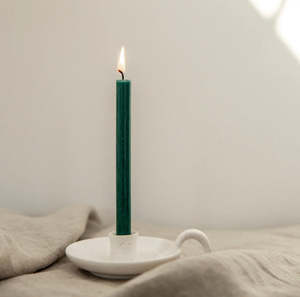 Homewares: St Eval Candle holder with handle and white speckle