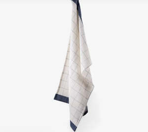 Kitchen: French Country Waffle Cotton Teatowel - Marine Blue