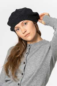 Dinadi: Dinadi Handknit Merino Beret Onxy Grey