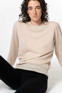 Dinadi: Dinadi Merino O-Neck Sweater - Almond White