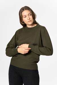 Dinadi: Dinadi Merino O-Neck Sweater - Olive Green