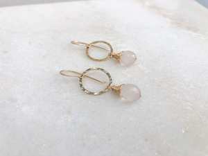 within. Rose Quartz Orb drop earrings