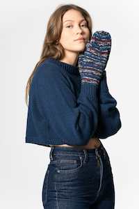 Dinadi: Dinadi Handknit Zero Waste Mittens Indigo Blue