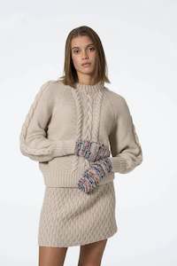 Dinadi Handknit Zero Waste Mittens Almond White