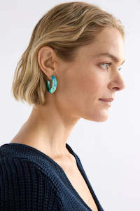 Elk Resso Hoop Earring Green Komi Print