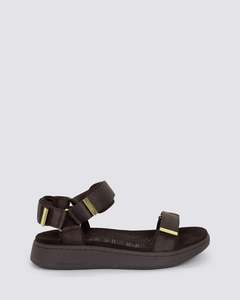 Woden: Woden Line Sandal Chocolate