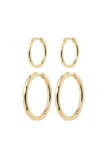 Pilgrim Jewellery: Pilgrim Eve Hoop 2-In-1 Earrings Gold Plated
