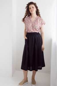 Dalston Sale: Dalston Sapphire Skirt Ink Linen