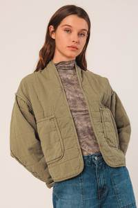 Indi & Cold Quilted Kimono Jacket Militar