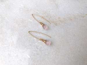 within. Rose Quartz Morning Dew Drop Earrings