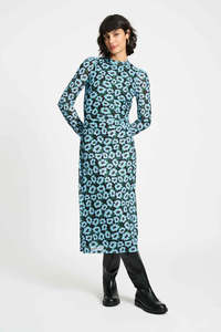 Pom Amsterdam Wildflowers Blue Mesh Dress