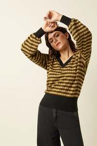 King Louie Walter V Neck Bell Sleeve Top