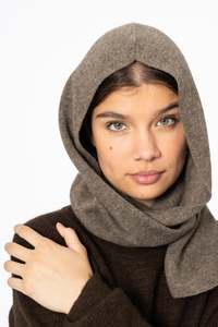 Dinadi: Dinadi Yak Hooded Scarf Oat Brown