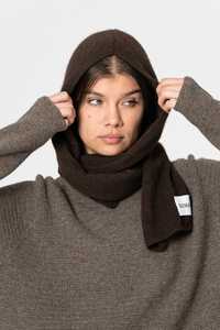 Dinadi: Dinadi Yak Hooded Scarf Dark Brown