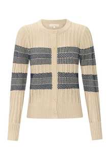 Sale Knitwear: POL Clothing Sable Cardigan Striped Pebble Ink