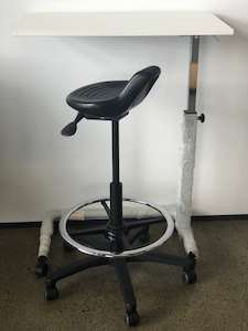 Perching Stool 200mm Drafting Stool (with footring) with Standard Castors - Damba Chairs