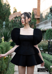 Bold Pleated Puff Sleeve Shirt Set