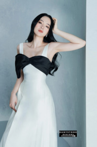 Flared Dress with 2 Straps and Chest Bow