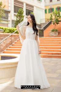 Elegant Camisole Wedding Dress with Mesh Beads