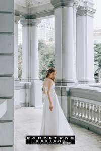 A Line Wedding Dresses: Elegant Pleated Chest Wedding Dress - Paper Chiffon Cotton