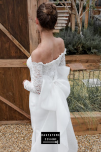 Satin Fishtail Flat Shoulder Dress