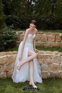 Cinderella Two-Strap Dress with Slit and Corset