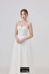 Elegant Apricot Flower Strapless Satin Dress with Shoulder Bow