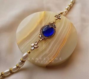 Indo-Western Fusion Necklace with Blue Sapphire and Rhinestones
