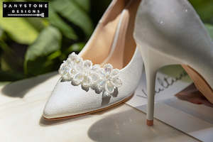 Designer Shoes: Elegant White Crystal Beaded Bridal Shoes - 10cm Heel