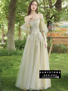 Bridesmaid Collection: Fairy Green Bridesmaid Dress - Elegant Party Gown