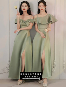 Bridesmaid Collection: Fashion Green Satin Boho Dress