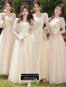 Bridesmaid Collection: Elegant Champagne Chiffon Bridesmaid & Prom Dress