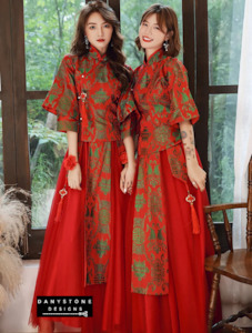 Cultural Wedding Dresses: Elegant Vintage Chinese Style Red Gown