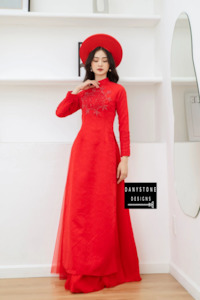 Royal Brocade Beaded Bridal Ao Dai | Danystone Designs