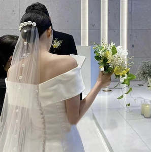 Luxurious Pearl-Adorned Bridal Veil - 1.2m Elegance